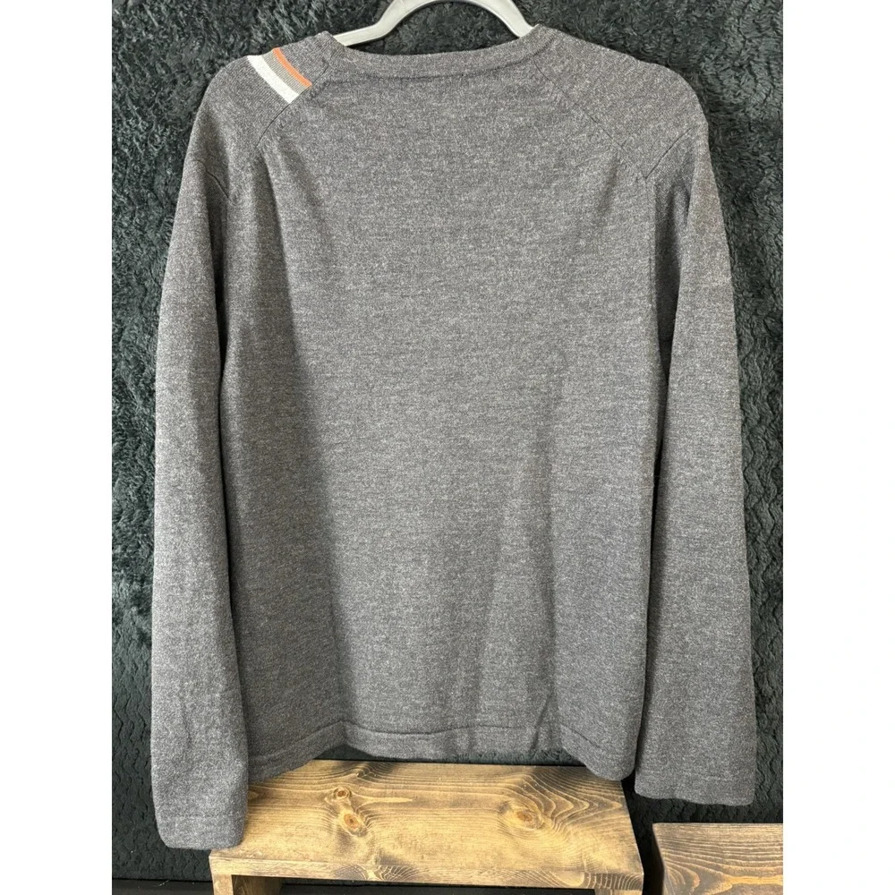 Banana Republic Size XL Merino Wool Gray Orange Trim Men Sweater